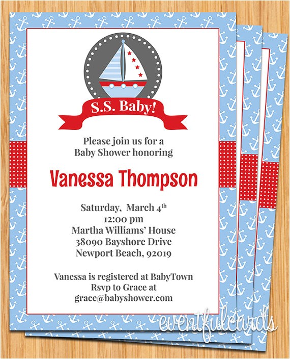 Nautical Baby Shower Invitations Etsy Items Similar to Nautical Boat Baby Shower Invitation On Etsy