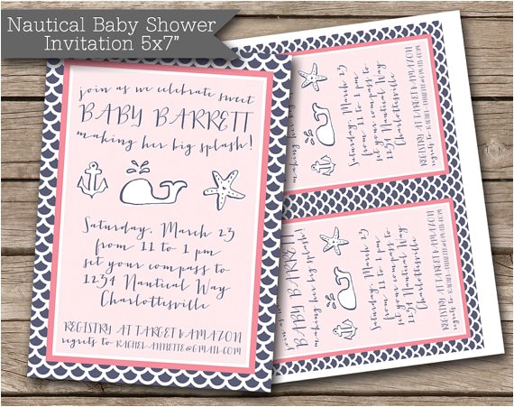 Nautical Baby Shower Invitations Etsy Items Similar to Nautical Girl Baby Shower Invitation Jpeg