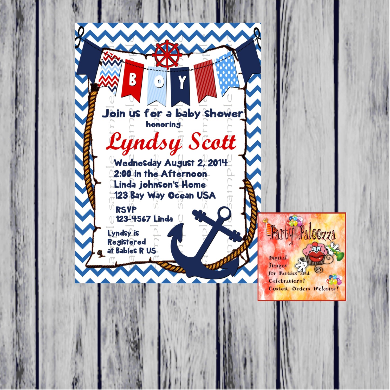 Nautical Baby Shower Invitations Etsy Printable Nautical Baby Shower Invitation by Partypaloozza