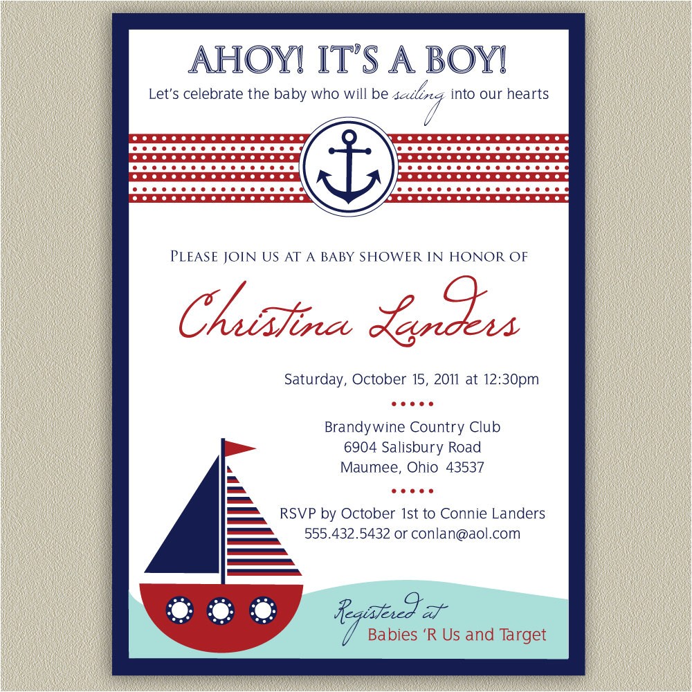 Nautical Baby Shower Invitations for Boys Ahoy It S A Boy Nautical Baby Shower Invitation by
