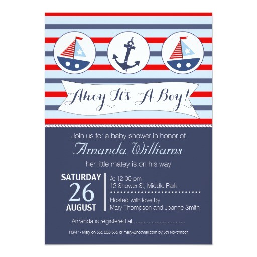 Nautical Baby Shower Invitations for Boys Boys Nautical Baby Shower Invitation 11 Cm X 16 Cm