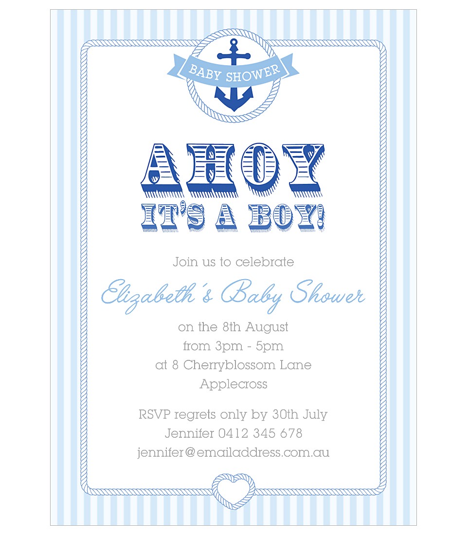 Nautical Baby Shower Invitations for Boys Nautical Baby Shower Invitation for Boys