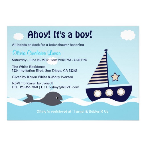 Nautical Baby Shower Invitations for Boys Nautical Sailboat Baby Boy Baby Shower Invitation 5" X 7