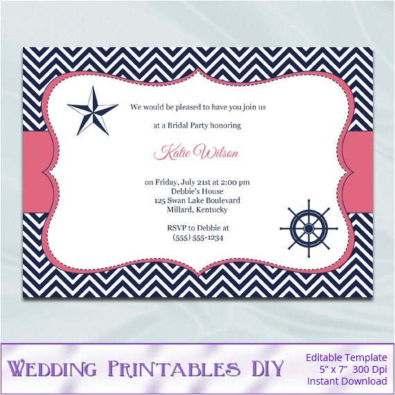 Nautical Bridal Shower Invitation Template Nautical Bridal Shower Invitation Template by