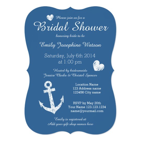 Nautical Bridal Shower Invitation Template Nautical Navy Blue Bridal Shower Invitations