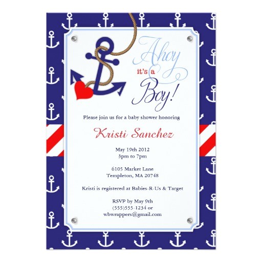 Nautical themed Baby Shower Invites Nautical themed Baby Shower Invitation