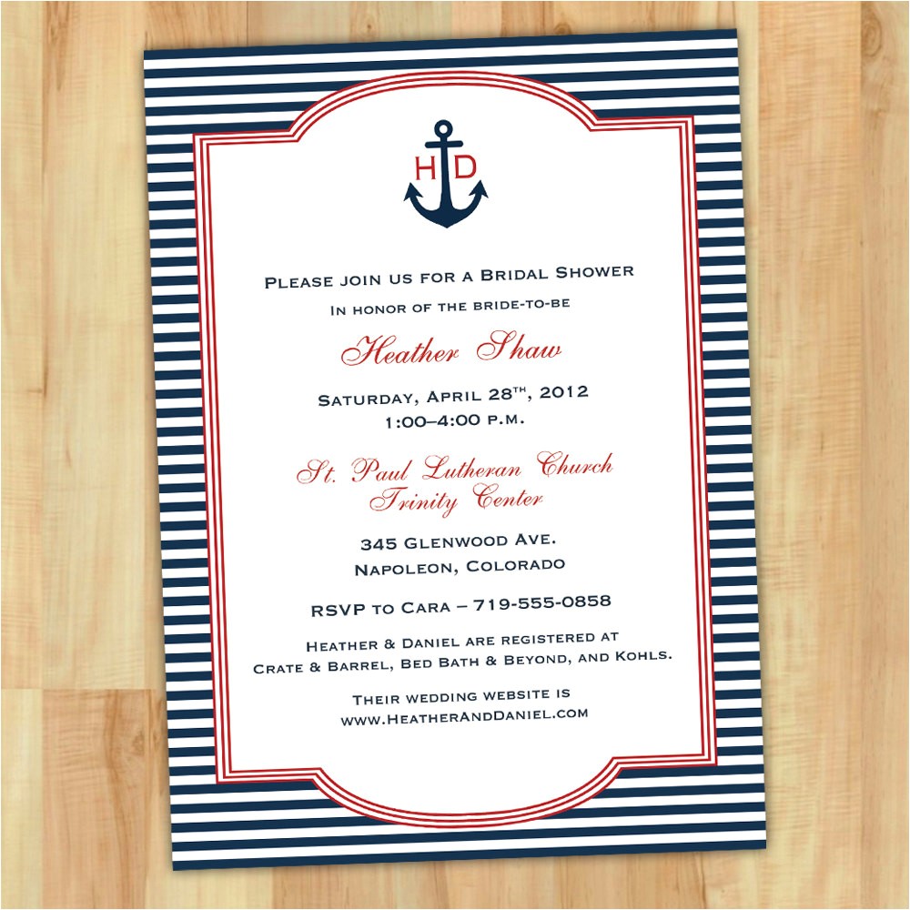Nautical themed Bridal Shower Invitations Free Bridal Shower Invitations Printable Nautical theme