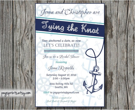 Nautical themed Bridal Shower Invitations Nautical Bridal Shower Invitation Printable by Pegsprints