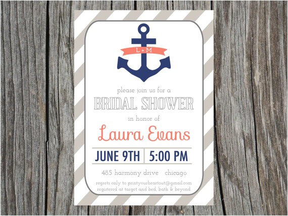Nautical themed Bridal Shower Invitations Nautical themed Bridal Shower Ideas Trueblu