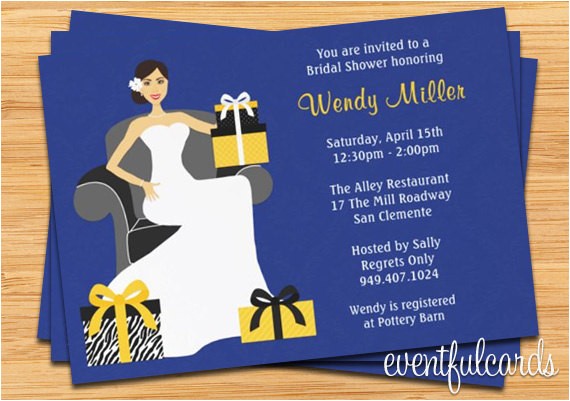 Navy and Yellow Bridal Shower Invitations Navy and Yellow Bridal Shower Invitation 5×7 Printable