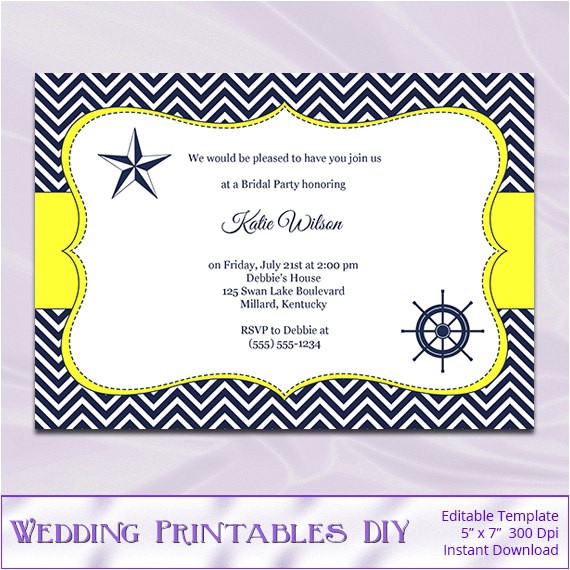 Navy and Yellow Bridal Shower Invitations Navy and Yellow Bridal Shower Invitation by
