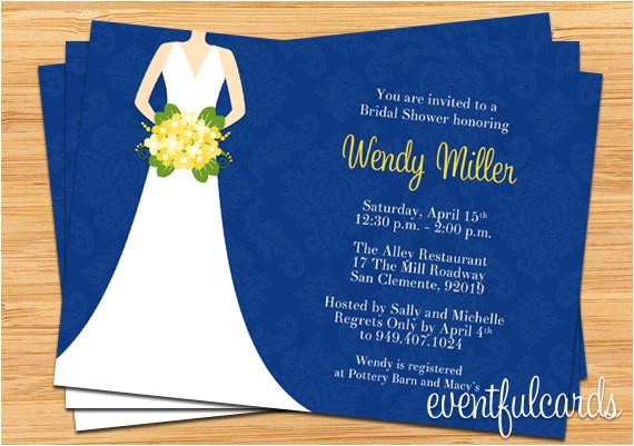 Navy and Yellow Bridal Shower Invitations Navy and Yellow Bridal Shower Invitation