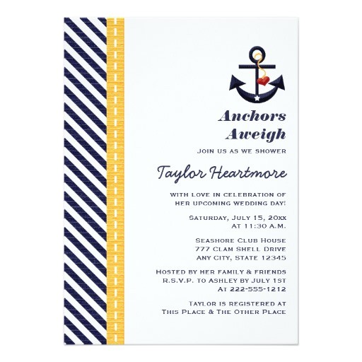 Navy and Yellow Bridal Shower Invitations Yellow and Navy Nautical Bridal Shower Invitations