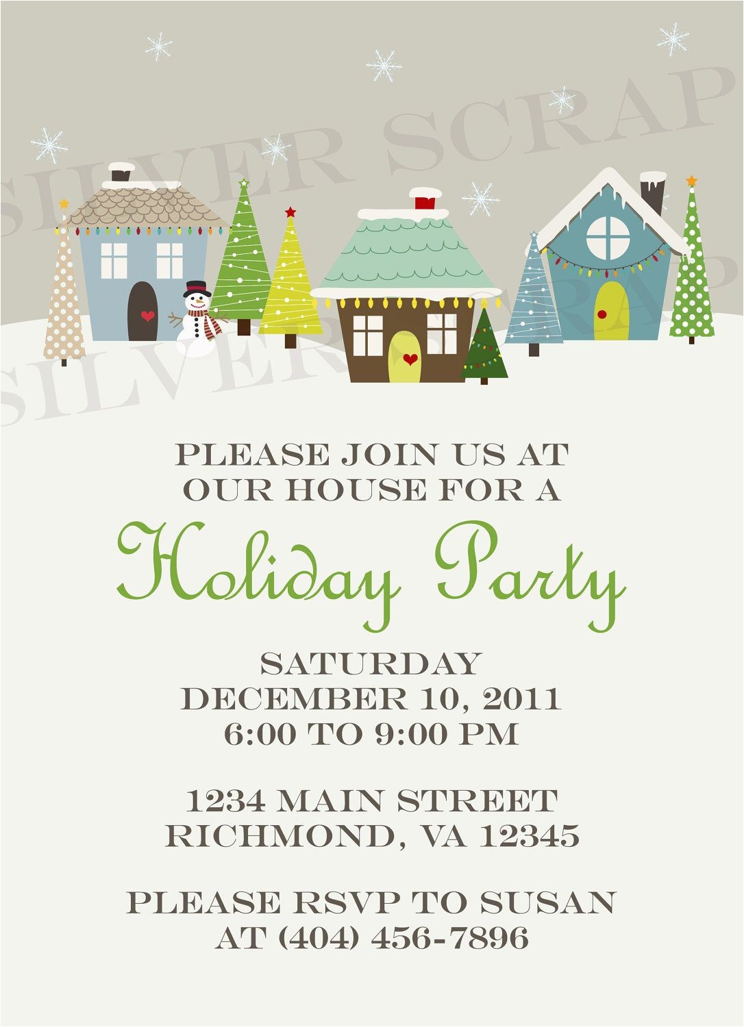 Neighborhood Holiday Party Invitation Wording Custom Holiday Houses Christmas Party Invitation Winter