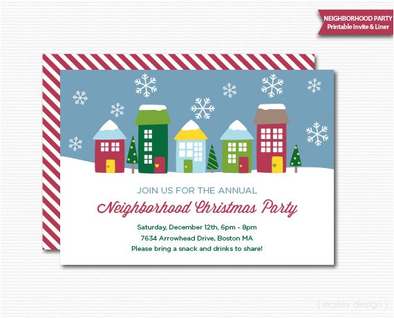 Neighborhood Holiday Party Invitation Wording Neighborhood Party Invitation Printable Christmas Open