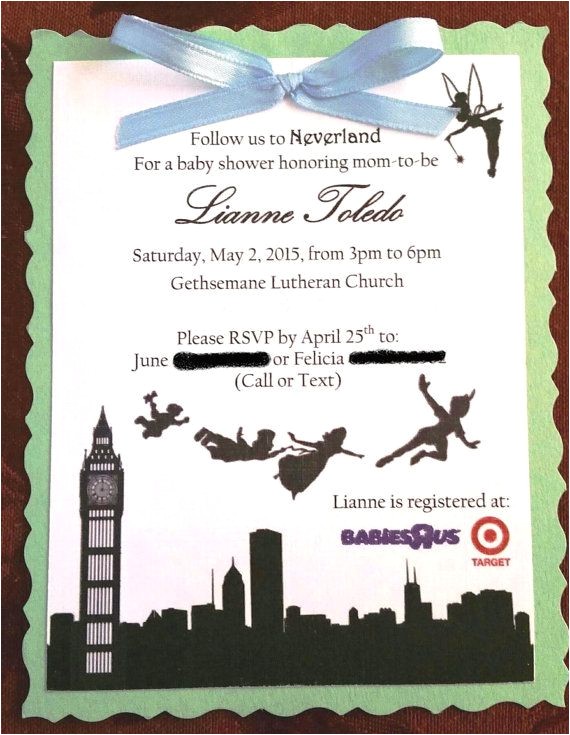 Neverland Baby Shower Invitations 16 Best Images About Baby Shower Peter Pan Tinkerbell On