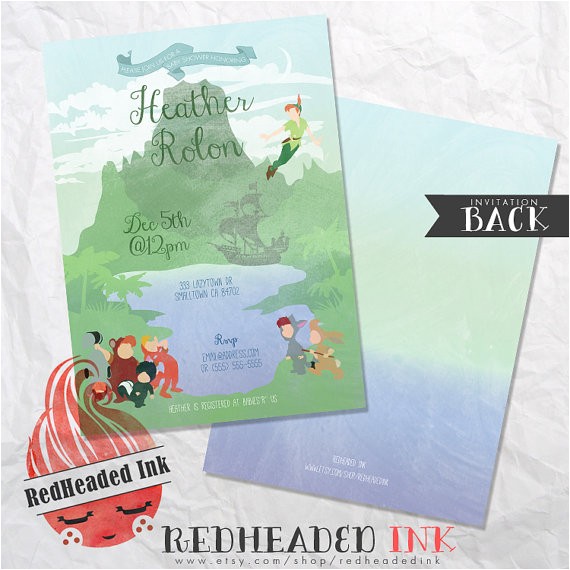 Neverland Baby Shower Invitations Disney Peter Pan & Lost Boys Neverland Baby Shower Invitation