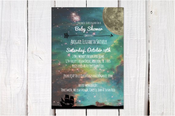 Neverland Baby Shower Invitations Neverland themed Custom Printable Baby by Littlecottagestudio