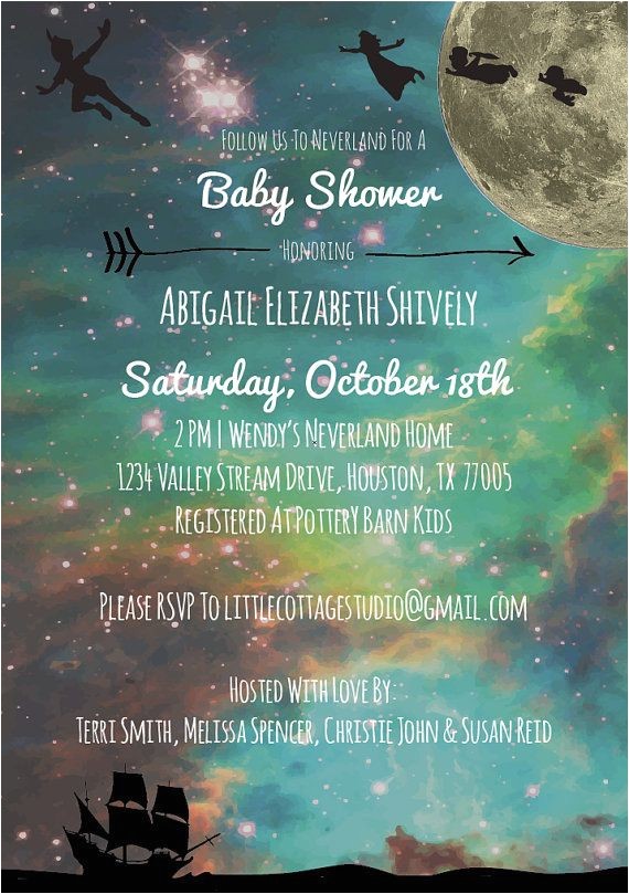 Neverland Baby Shower Invitations Neverland themed Custom Printable Gender Neutral Girl or