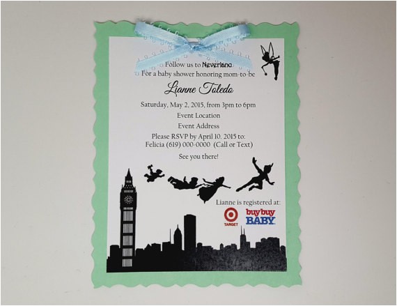 Neverland Baby Shower Invitations Set Of 12 Peter Pan Neverland themed Invitation for Baby