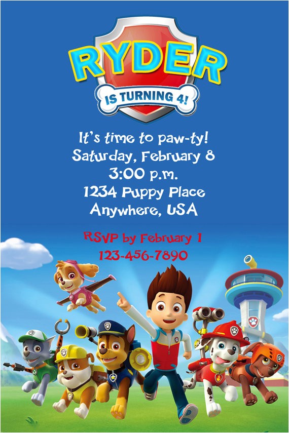 Nick Jr Paw Patrol Birthday Invitations Kristin On Etsy