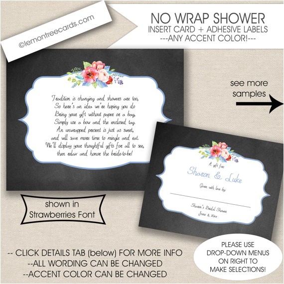 No Wrap Bridal Shower Invitation Wording Invitation Wording No Wrapping Paper Invitation