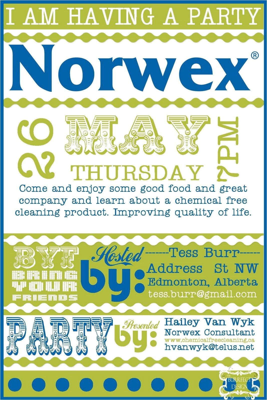Norwex Party Invitation Sample Burrfect Design norwex Party Invite