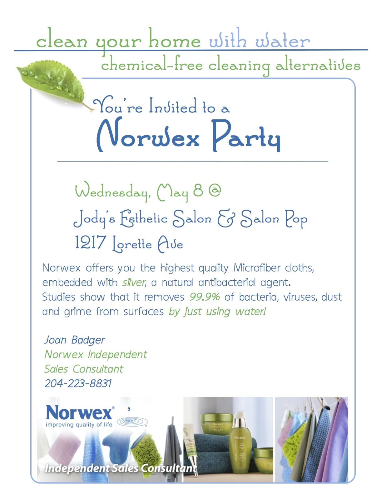 Norwex Party Invitation Sample Live Clean Live Well