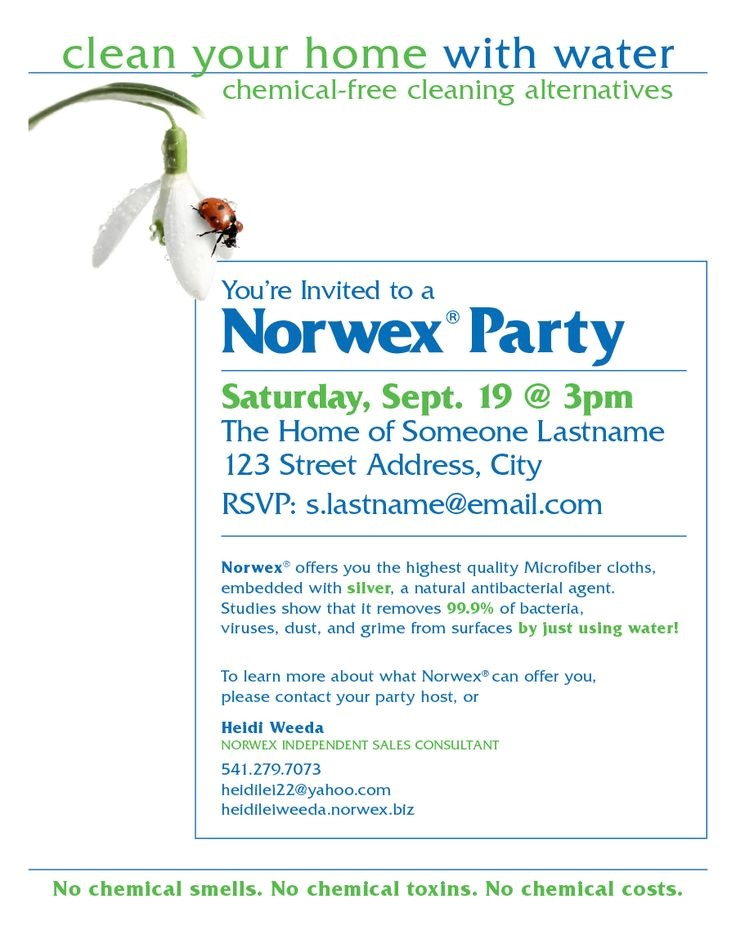 Norwex Party Invitation Sample norwex Party Invitation