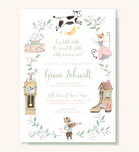 Nursery Rhyme Baby Shower Invitations Nursery Rhyme Baby Shower Invitation Cow Jumped Over the