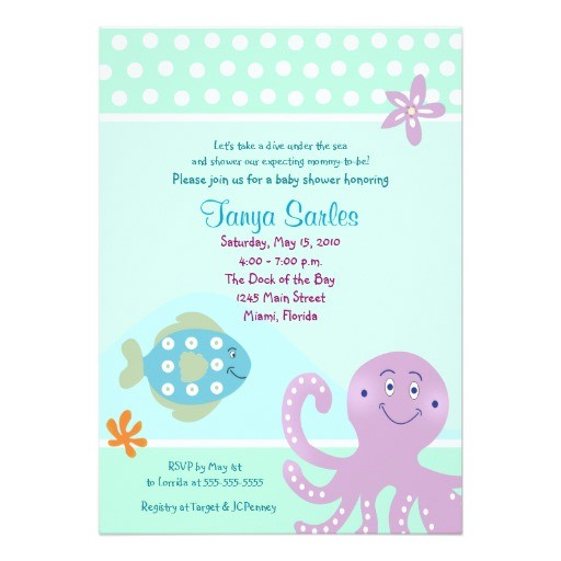 Octopus Baby Shower Invitations Octopus Sealife Ocean 5×7 Baby Shower Invitation