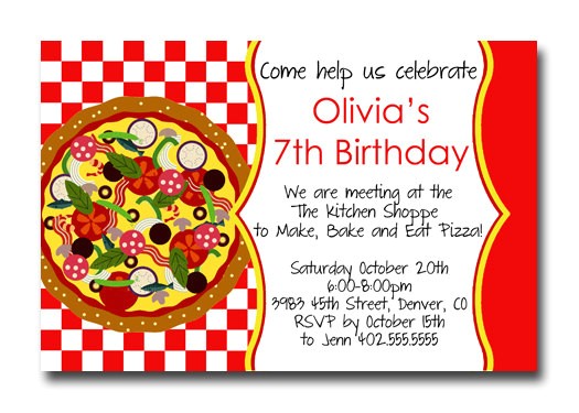 Office Pizza Party Invitation Template Custom Pizza Party Red Checker Birthday Party Invitation Card