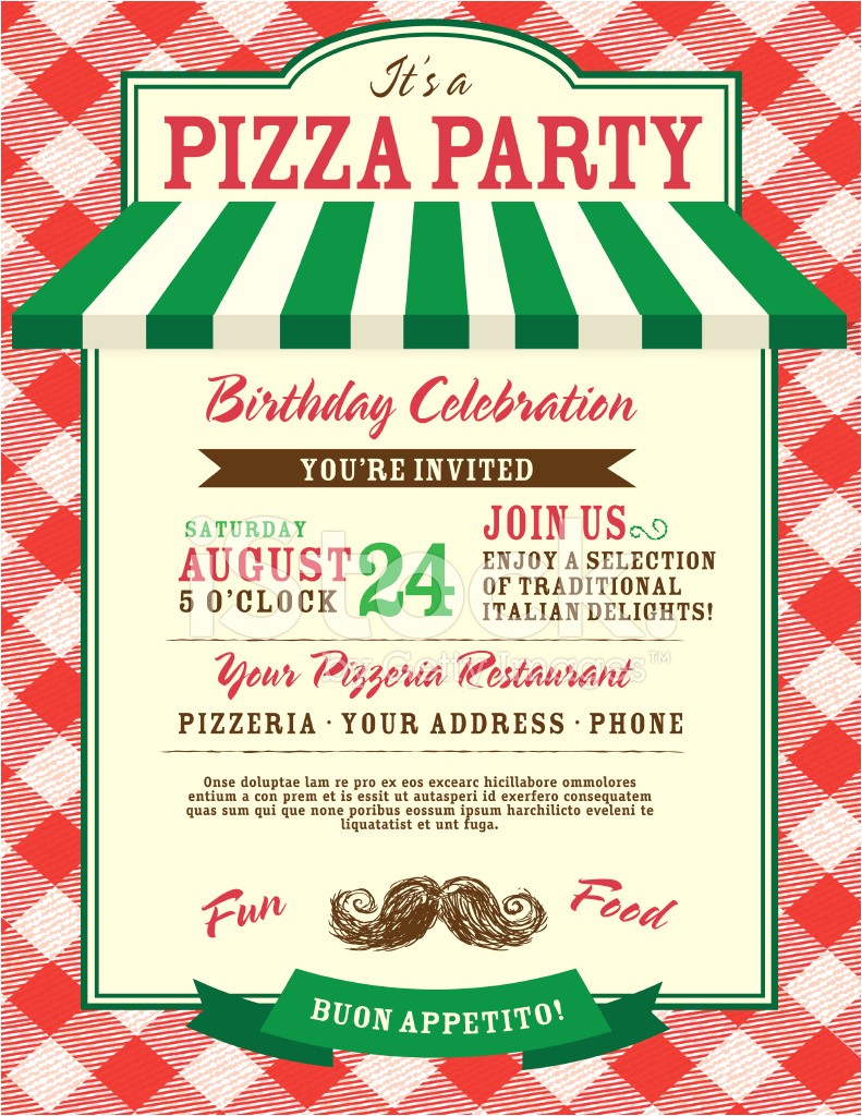 Office Pizza Party Invitation Template Pizza and Birthday Party Invitation Design Template Stock