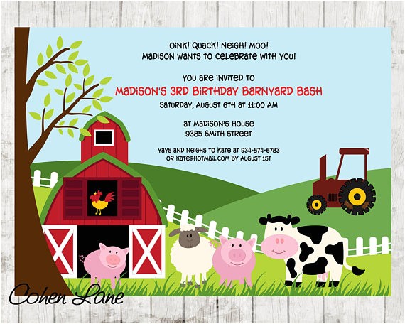 Old Macdonald Had A Farm Birthday Invitations Farm Birthday Invite Barnyard Birthday Invitation Farm