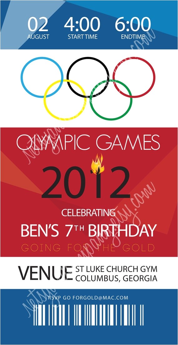 Olympic Birthday Party Invitations Olympic Birthday Invitation by Netsyandcompany On Etsy