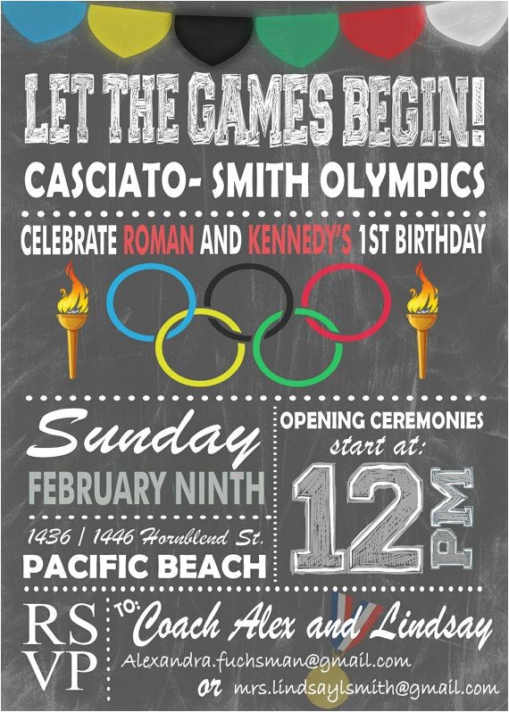 Olympic Birthday Party Invitations Olympic themed Invitation Digital or Printed Option