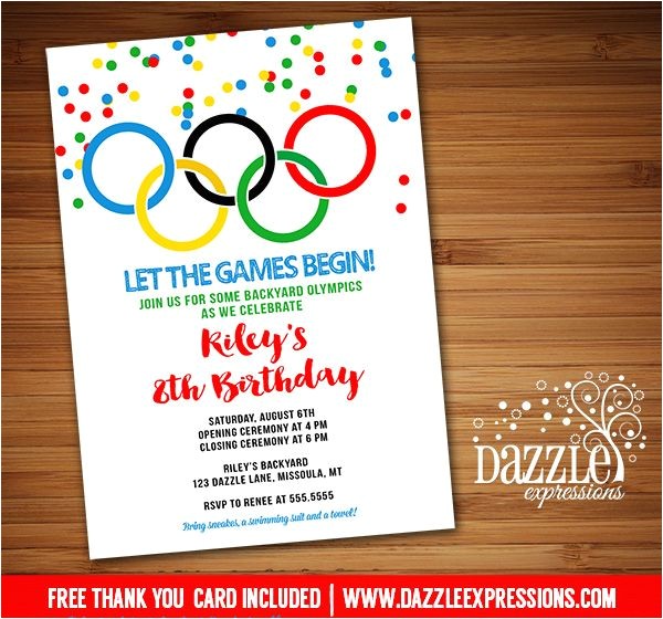 Olympic Birthday Party Invitations Printable Olympic Games Birthday Invitation Kids