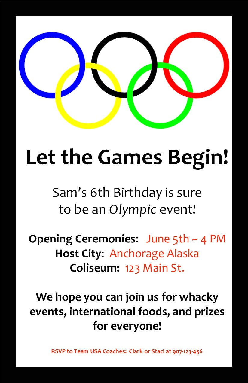 Olympics Party Invitation An Olympic Birthday Party Profoundly ordinary