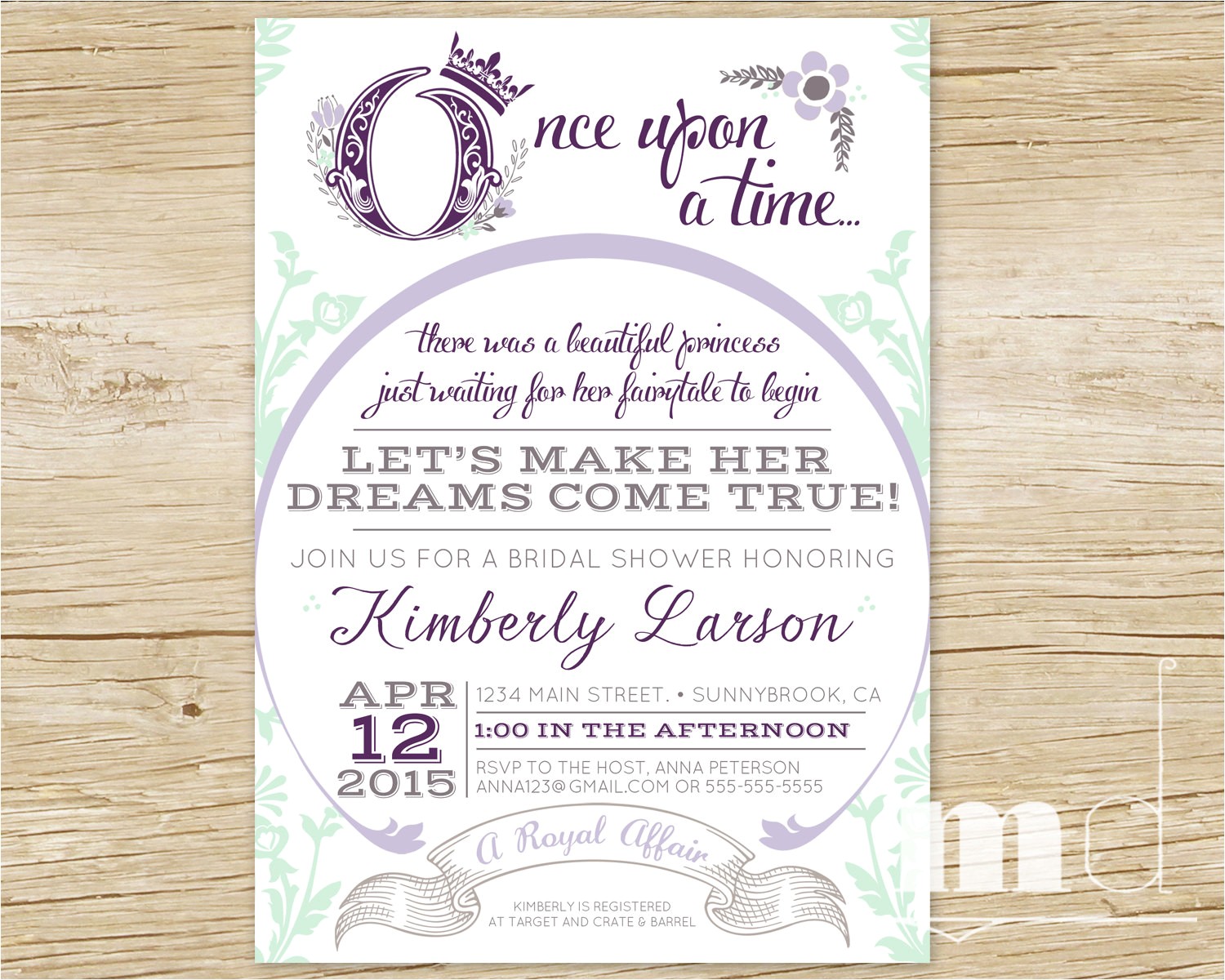 Once Upon A Time Bridal Shower Invitations Ce Upon A Time Bridal Shower Invitation Fairytale Bridal