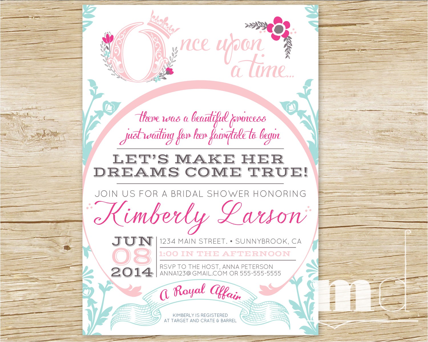 Once Upon A Time Bridal Shower Invitations Ce Upon A Time Bridal Shower Invitations Fairytale Bridal