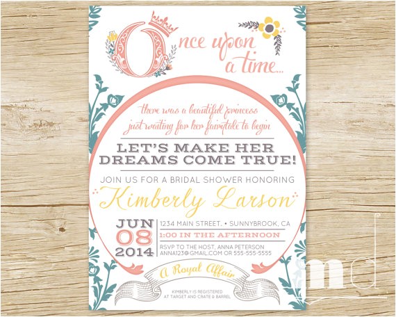 Once Upon A Time Bridal Shower Invitations Ce Upon A Time Bridal Shower Invitations Fairytale Bridal