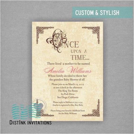 Once Upon A Time Bridal Shower Invitations Fairy Tale Ce Upon A Time Inspired Baby Shower or Bridal