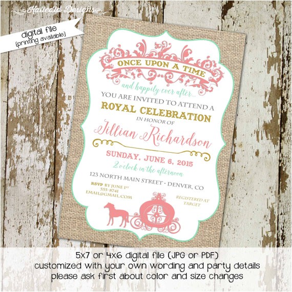 Once Upon A Time Bridal Shower Invitations once Upon A Time Baby Girl Shower Invitation Bridal Burlap