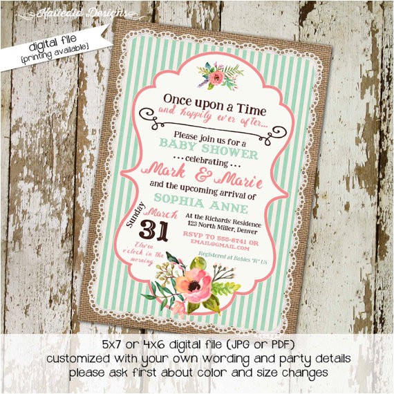 Once Upon A Time Bridal Shower Invitations once Upon A Time Baby Girl Shower Invitation Bridal Burlap