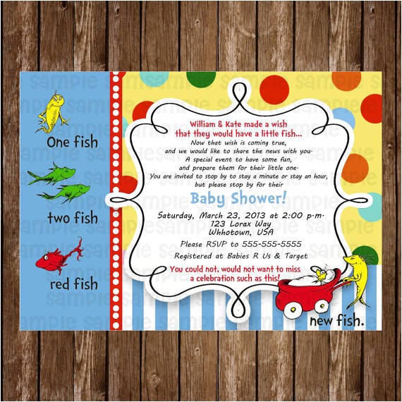 One Fish Two Fish Baby Shower Invitations Digital Dr Seuss E Fish Two Fish Baby Shower Invitation