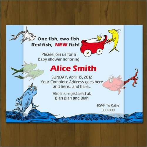 One Fish Two Fish Baby Shower Invitations Dr Seuss E Fish Two Fish Baby Shower Invitation