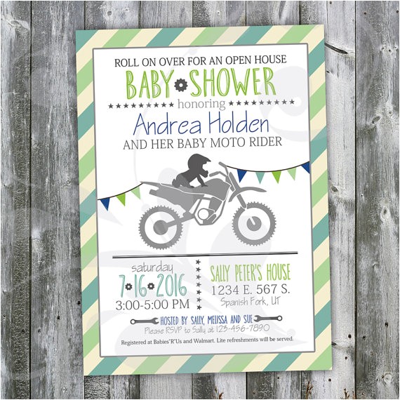 Open House Baby Shower Invitations Motocross Baby Shower Open House Invitation Custom