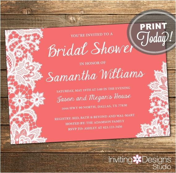 Order Bridal Shower Invitations Online Lace Bridal Shower Invitation Wedding Shower Invitation