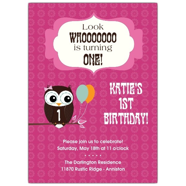 Owl 1st Birthday Invitations Cheerful Owl Girl 1st Birthday Invitations Owl 1st Birthday Invitations Cheerful Owl Girl 1st Birthday Invitations