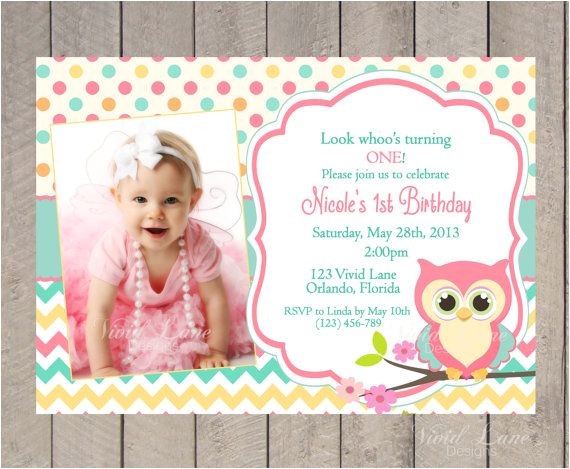 Owl First Birthday Invitations Owl Birthday Invitation First Birthday Girl Teal Pink Owl First Birthday Invitations Owl Birthday Invitation First Birthday Girl Teal Pink